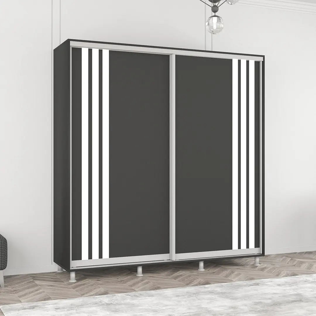 Dulap-cupe Mobildor Aron cu lamele 220x220x60 (Anthracite/White)