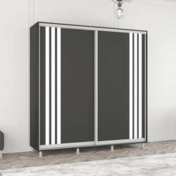 Dulap-cupe Mobildor Aron cu lamele 220x230x60 (Anthracite/White)