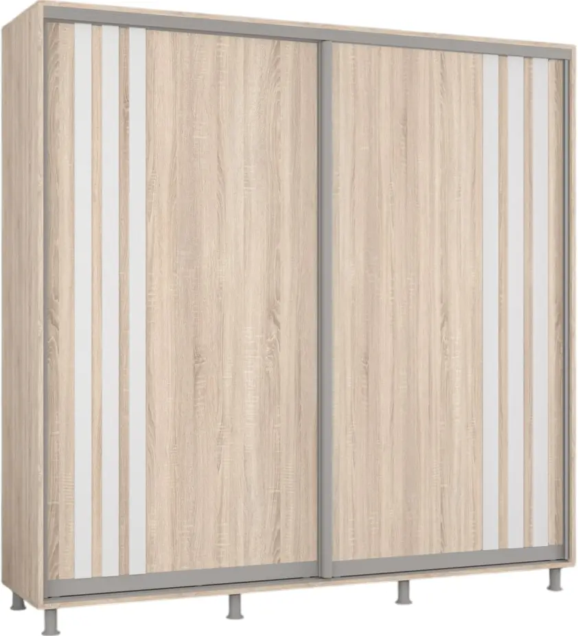 Dulap-cupe Mobildor Aron cu lamele 220x240x60 (Sonoma Oak/White) - 2
