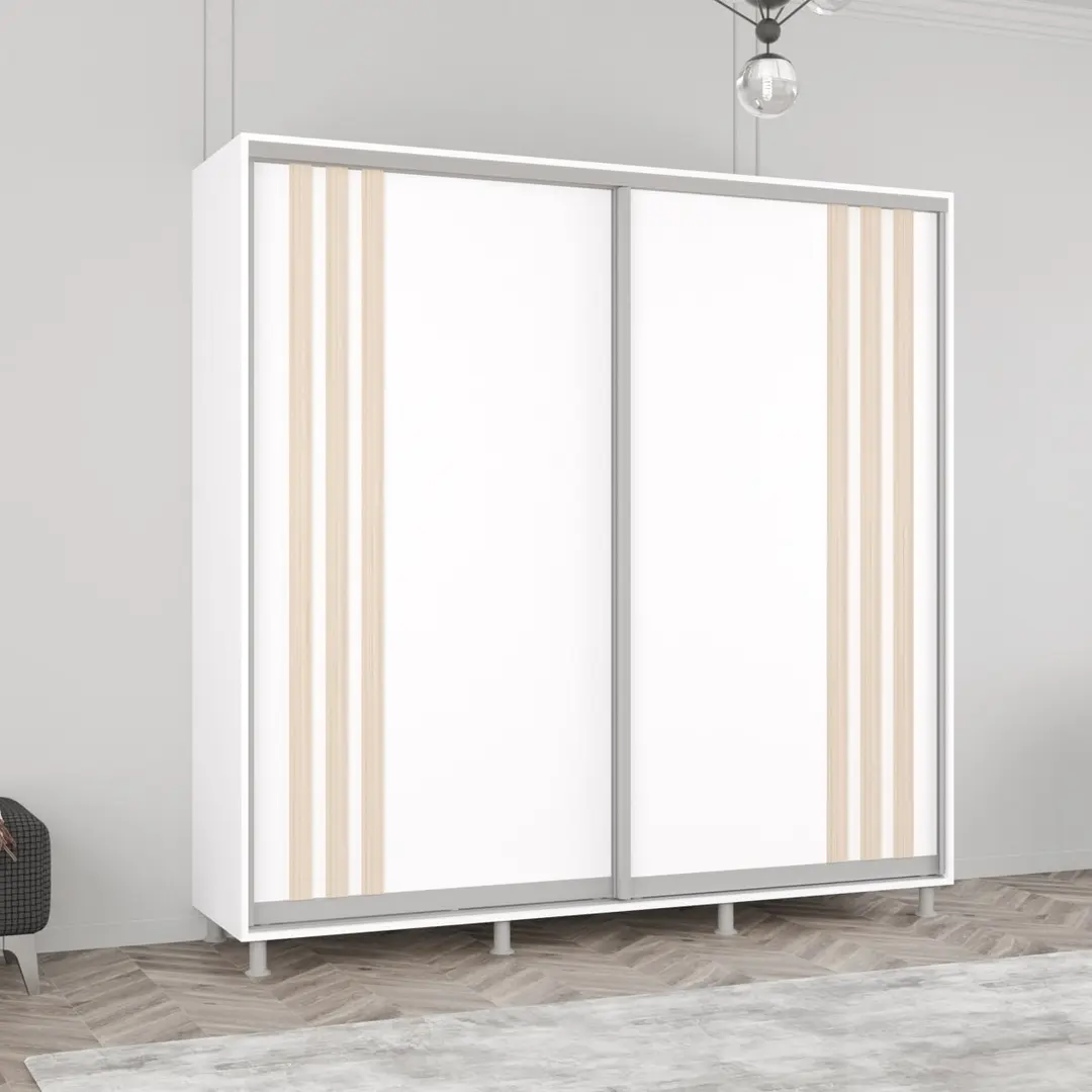 Dulap-cupe Mobildor Aron cu lamele 220x240x60 (White/Sonoma Oak)