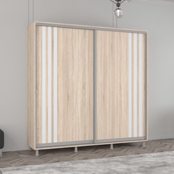 Dulap-cupe Mobildor Aron cu lamele 230x200x60 (Sonoma Oak/White)