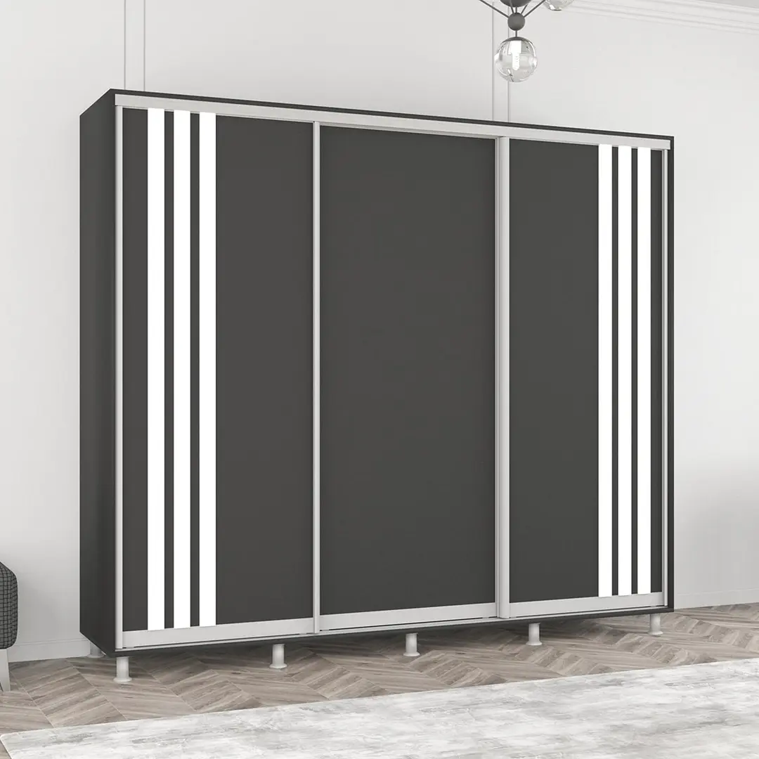 Шкаф-купе Mobildor Aron с ламелями 240x210x60 (Anthracite/White)