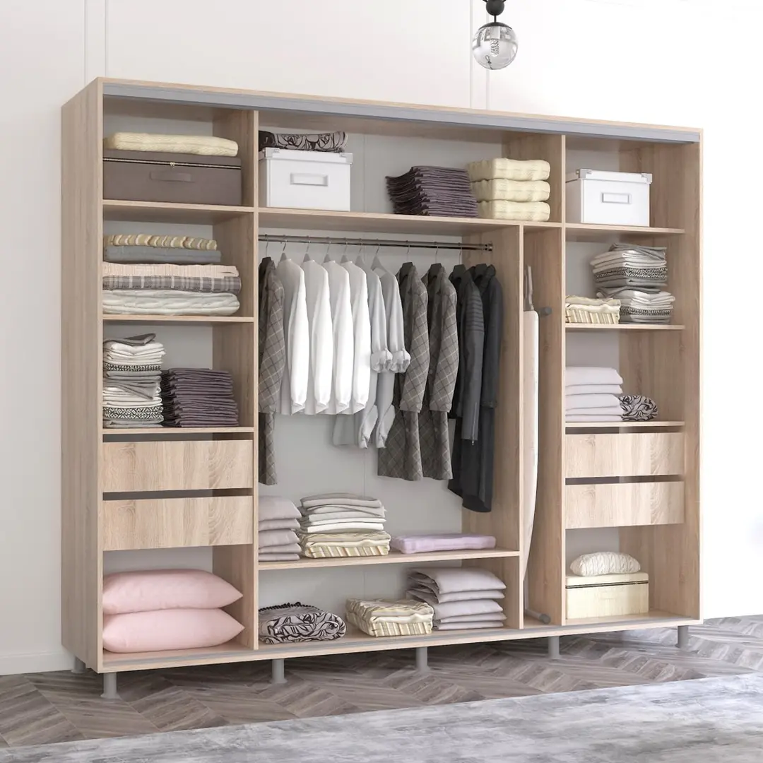 Dulap-cupe Mobildor Aron cu lamele 240x220x60 (Sonoma Oak/White) - 3