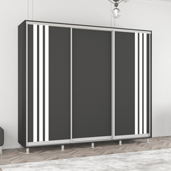 Dulap-cupe Mobildor Aron cu lamele 250x200x60 (Anthracite/White)