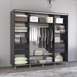 Dulap-cupe Mobildor Aron cu lamele 250x240x60 (Anthracite/White) Thumb