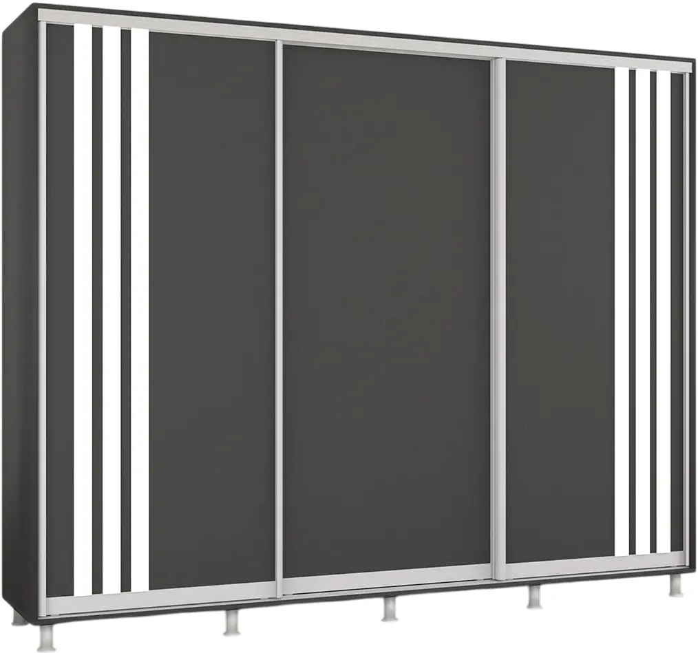 Dulap-cupe Mobildor Aron cu lamele 260x200x60 (Anthracite/White) - 2