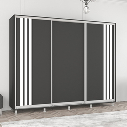 Dulap-cupe Mobildor Aron cu lamele 260x210x60 (Anthracite/White)