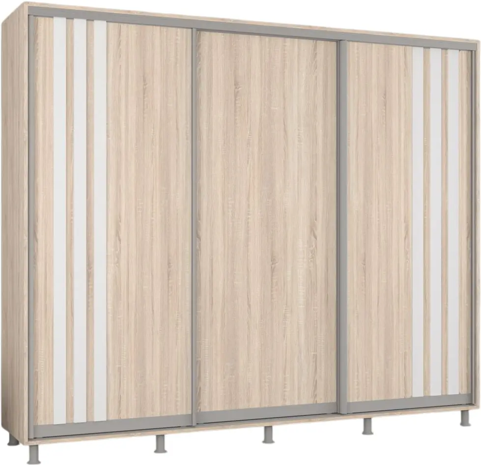 Dulap-cupe Mobildor Aron cu lamele 260x210x60 (Sonoma Oak/White) - 2