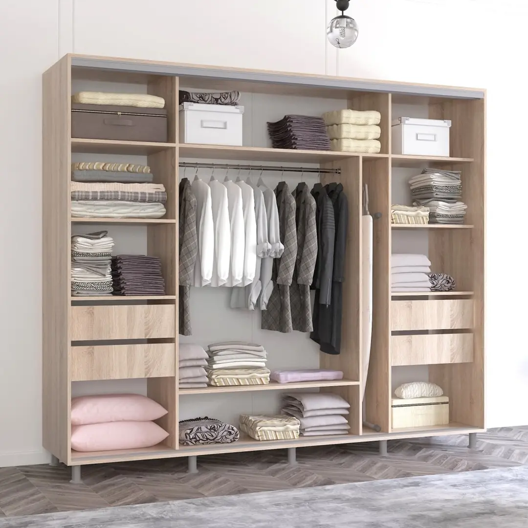 Dulap-cupe Mobildor Aron cu lamele 260x240x60 (Sonoma Oak/White) - 3