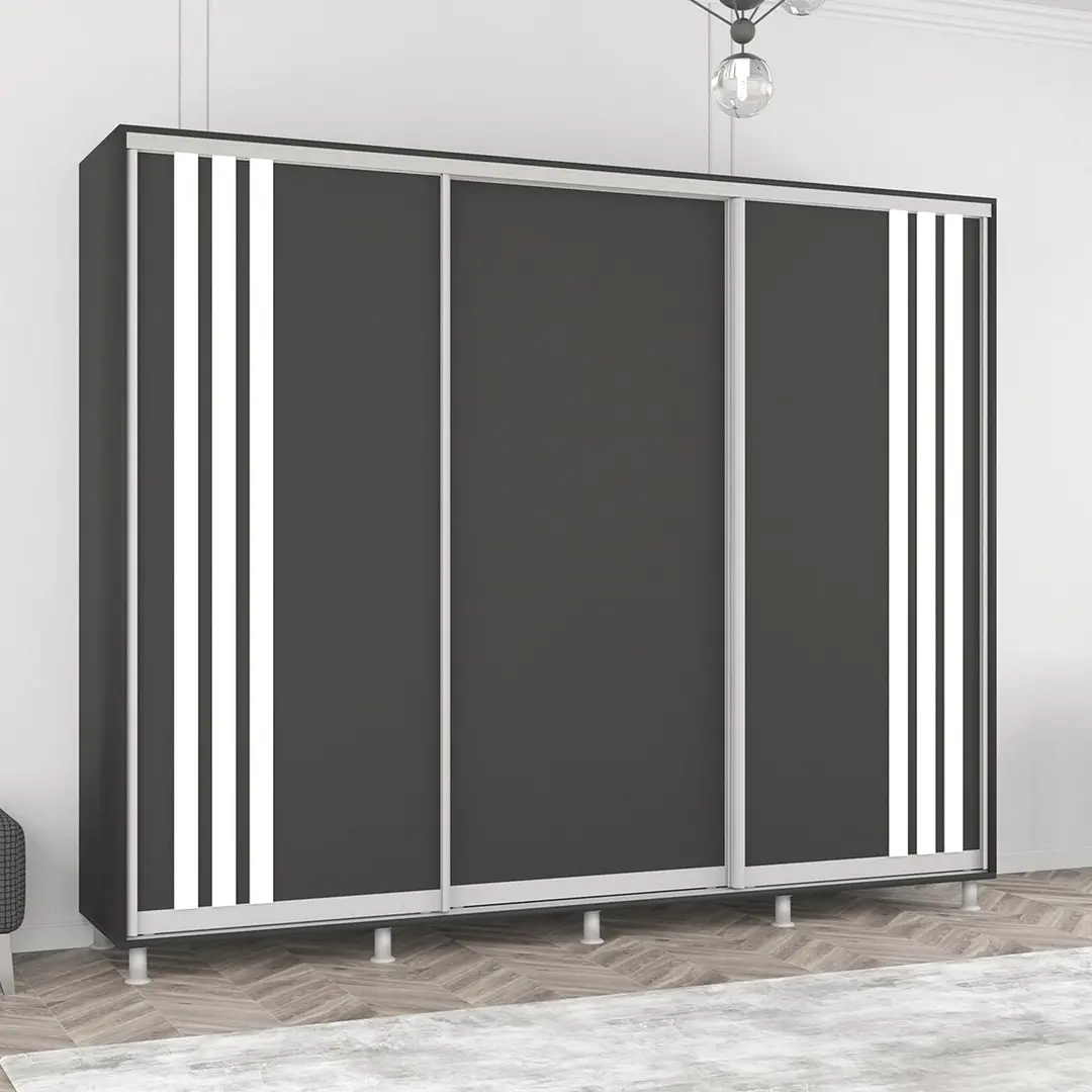 Шкаф-купе Mobildor Aron с ламелями 270x230x60 (Anthracite/White)