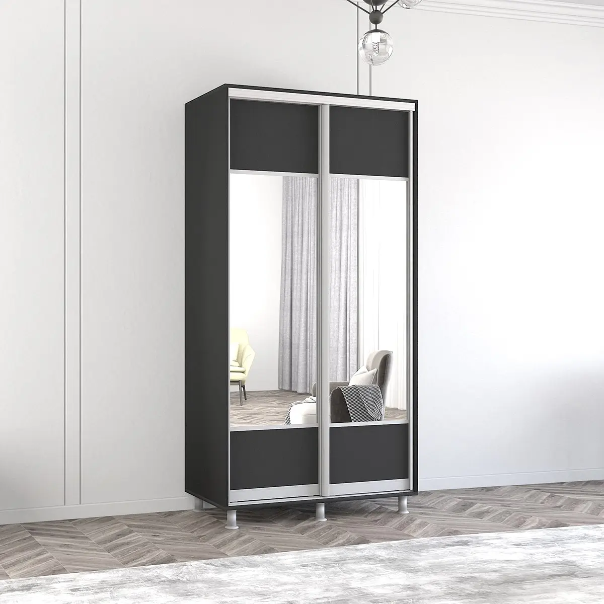 Шкаф-купе Mobildor Aron-S с зеркалом K1 120x210x60 (Anthracite)