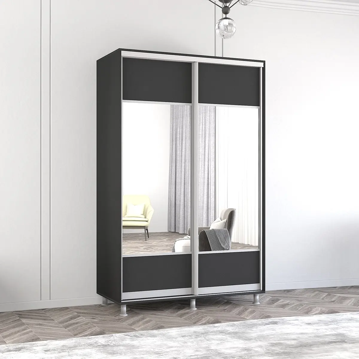 Шкаф-купе Mobildor Aron-S с зеркалом K1 140x220x60 (Anthracite)