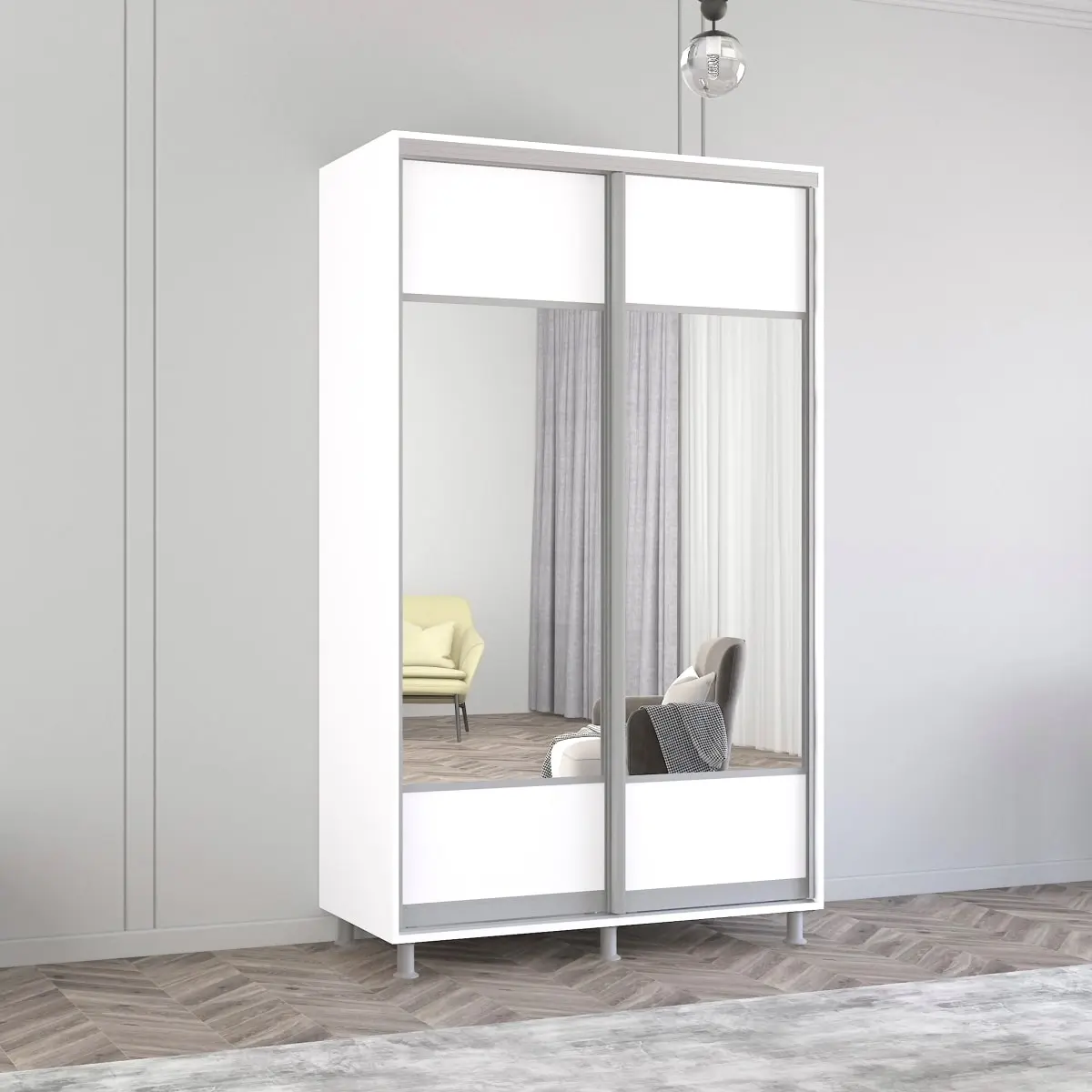 Шкаф-купе Mobildor Aron-S с зеркалом K1 140x230x60 (White)