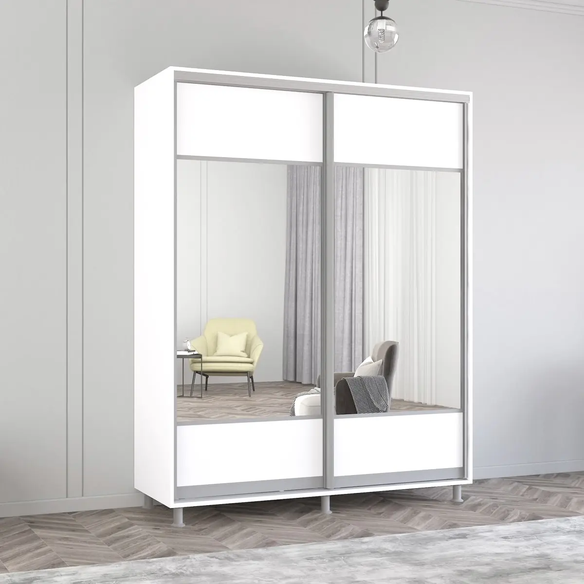 Dulap-cupe Mobildor Aron-S cu oglinda K1 180x200x60 (White)