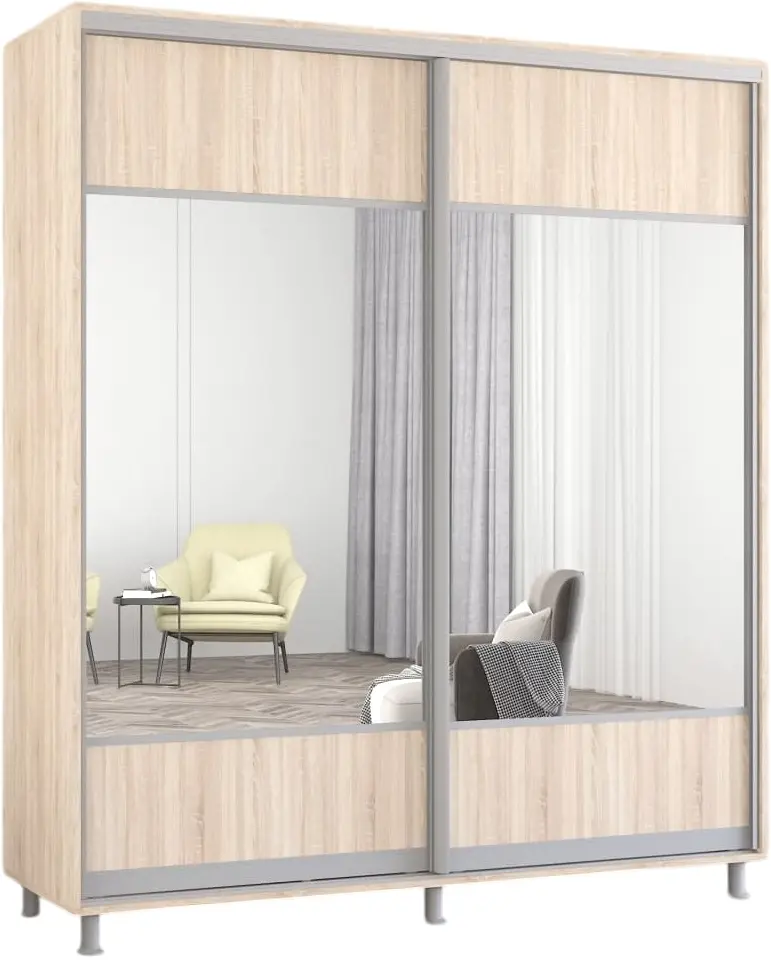 Dulap-cupe Mobildor Aron-S cu oglinda K1 200x200x60 (Sonoma Oak) - 2