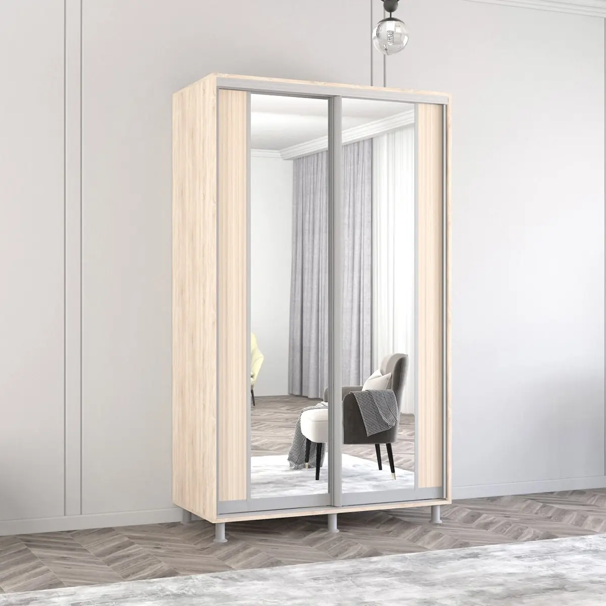 Dulap-cupe Mobildor Aron-S cu oglinda K2 130x240x60 (Sonoma Oak)