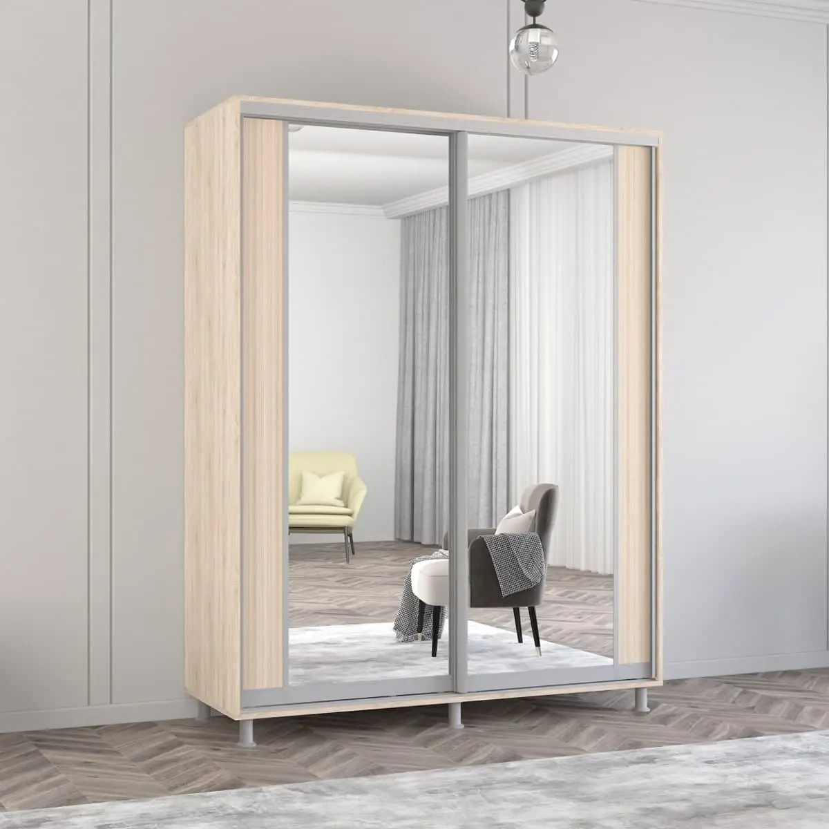 Dulap-cupe Mobildor Aron-S cu oglinda K2 180x240x60 (Sonoma Oak)