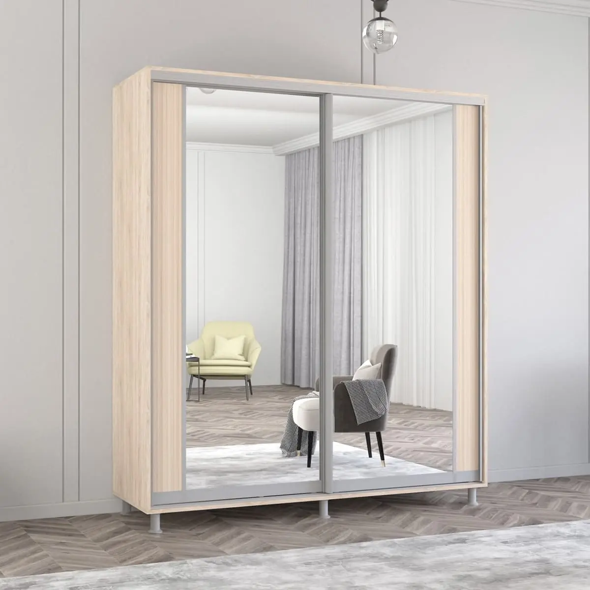 Dulap-cupe Mobildor Aron-S cu oglinda K2 190x220x60 (Sonoma Oak)