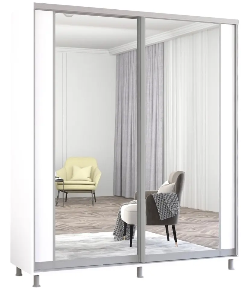 Dulap-cupe Mobildor Aron-S cu oglinda K2 200x220x60 (White) - 2