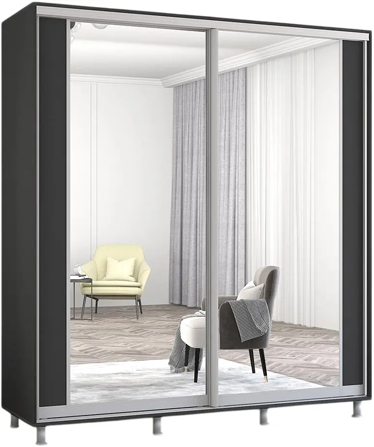 Шкаф-купе Mobildor Aron-S с зеркалом K2 200x230x60 (Anthracite) - 2