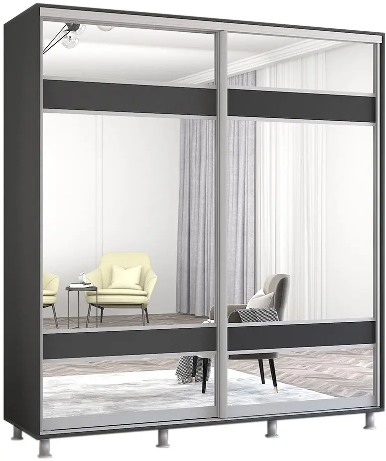 Dulap-cupe Mobildor Aron-S cu oglinda K3 Zebra 190x200x60 (Anthracite)
