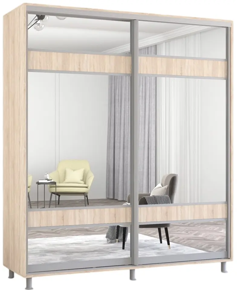 Dulap-cupe Mobildor Aron-S cu oglinda K3 Zebra 190x200x60 (Sonoma Oak) - 3