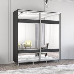 Dulap-cupe Mobildor Aron-S cu oglinda K3 Zebra 200x200x60 (Anthracite)