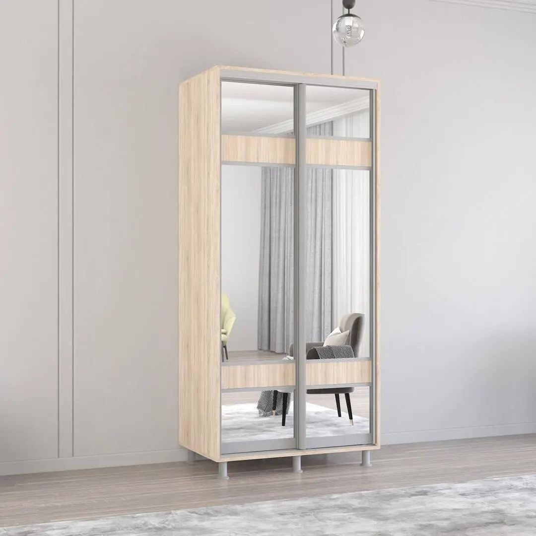 Dulap-cupe Mobildor Aron-S cu oglinda K3 Zebra 120x210x60 (Sonoma Oak)