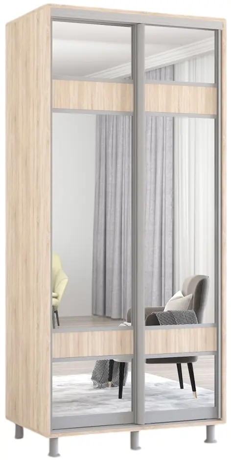 Шкаф-купе Mobildor Aron-S с зеркалом K3 Zebra 130x210x60 (Sonoma Oak) - 3