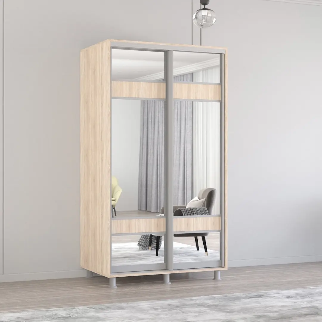 Шкаф-купе Mobildor Aron-S с зеркалом K3 Zebra 140x200x60 (Sonoma Oak)