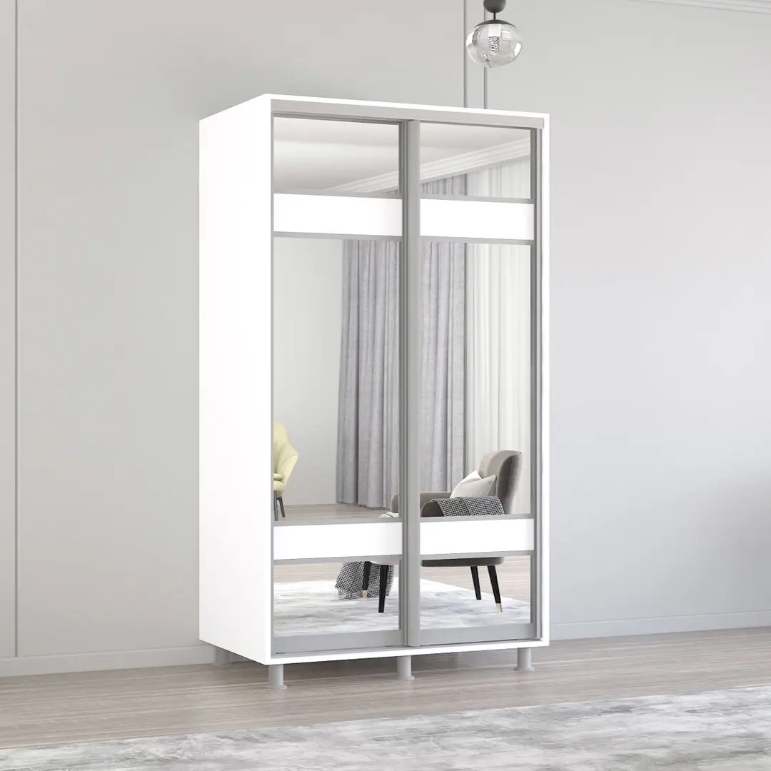 Dulap-cupe Mobildor Aron-S cu oglinda K3 Zebra 140x240x60 (White)