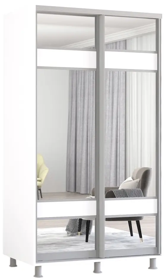 Шкаф-купе Mobildor Aron-S с зеркалом K3 Zebra 150x200x60 (White) - 3