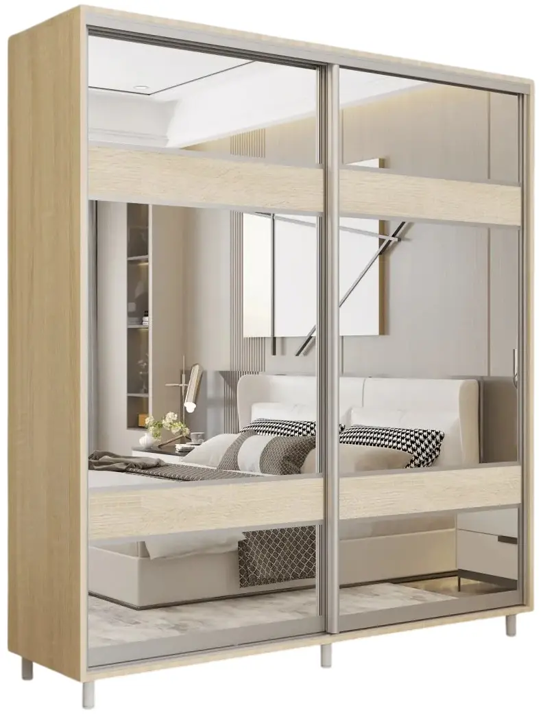 Dulap-cupe Mobildor Aron-S cu oglinda K3 Zebra 170x220x60 (Sonoma Oak)