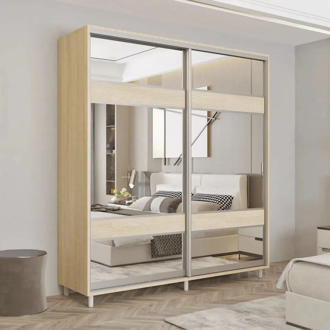 Шкаф-купе Mobildor Aron-S с зеркалом K3 Zebra 180x200x60 (Sonoma Oak)