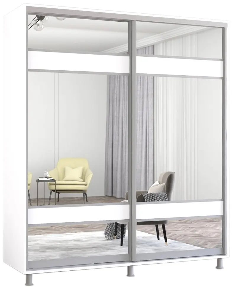 Шкаф-купе Mobildor Aron-S с зеркалом K3 Zebra 190x220x60 (White) - 3