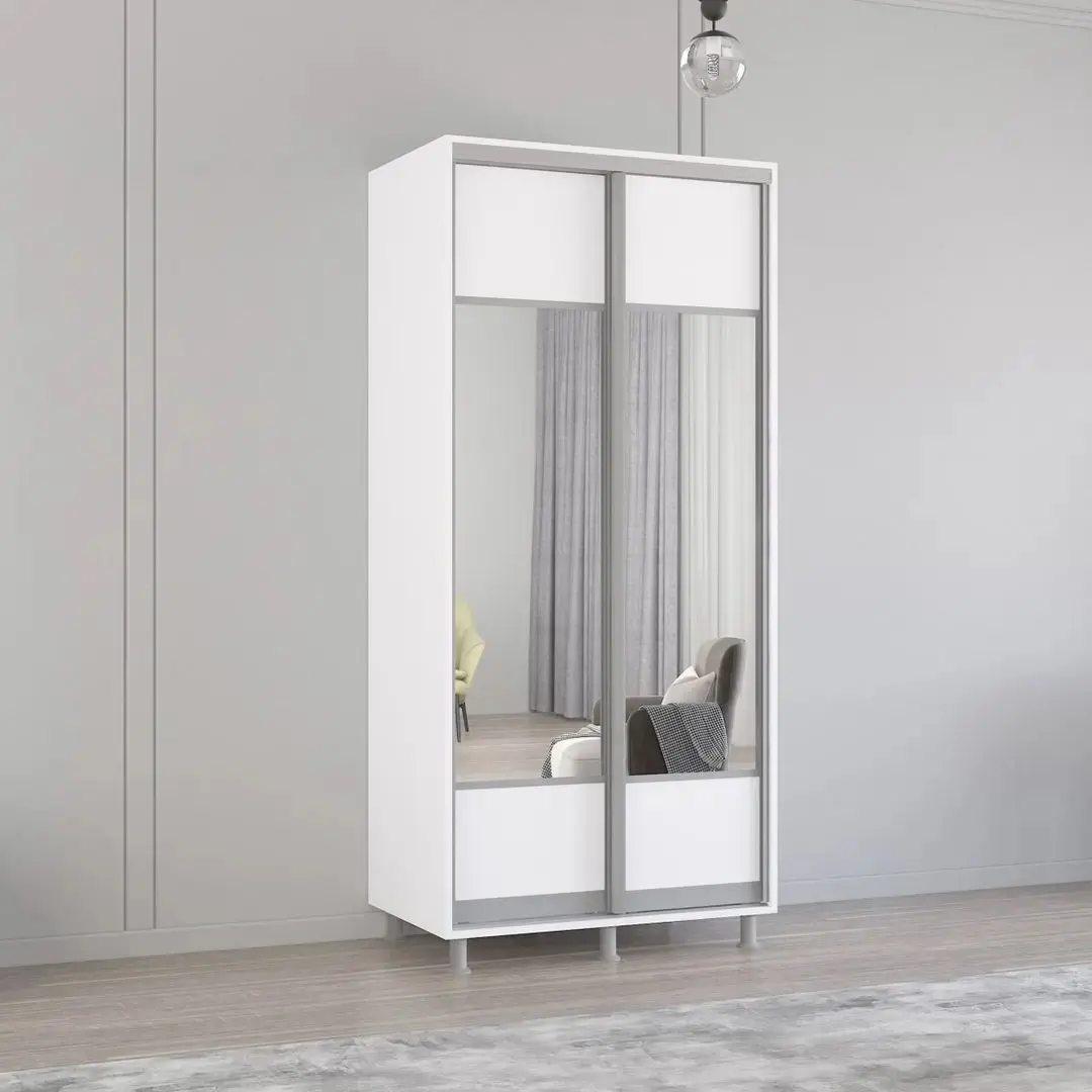 Dulap-cupe Mobildor Aron-S cu oglinda K1 100x230x60 (White Brilliant)