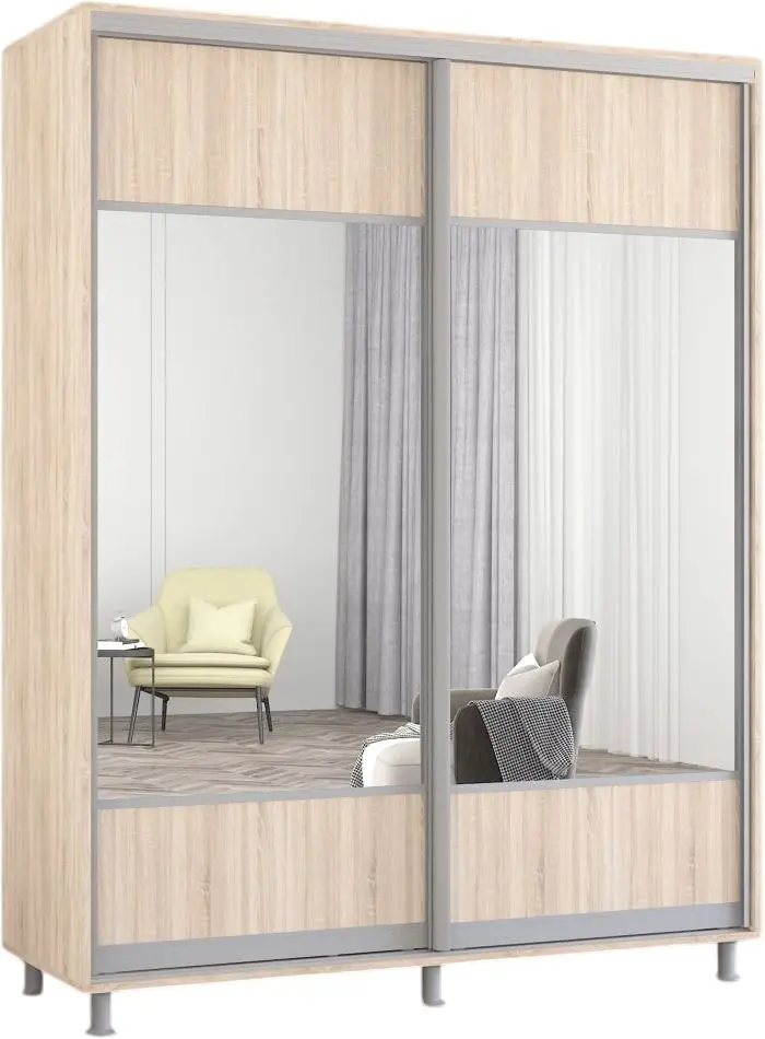 Dulap-cupe Mobildor Aron cu oglinda K1 170x220x60 (Sonoma Oak) - 2