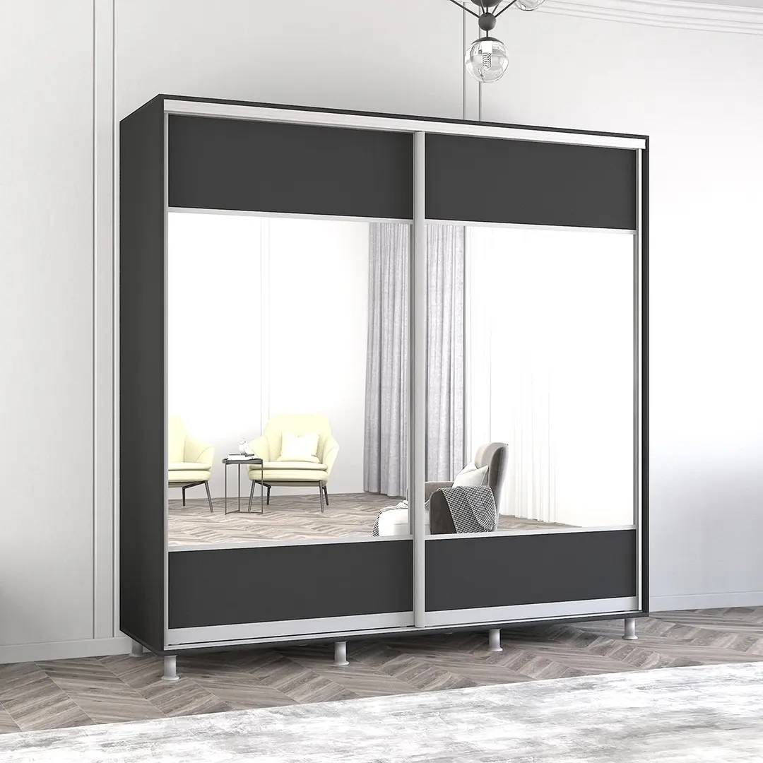 Dulap-cupe Mobildor Aron cu oglinda K1 220x200x60 (Anthracite)
