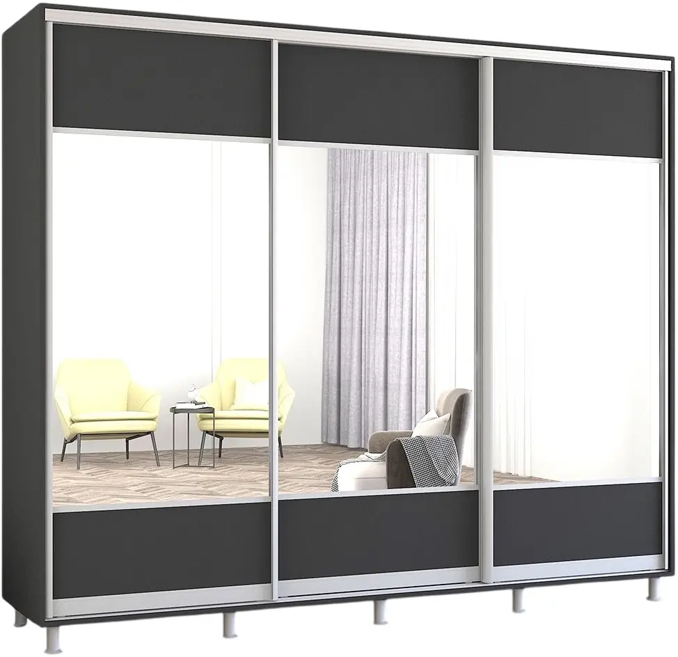 Шкаф-купе Mobildor Aron с зеркалом K1 260x220x60 (Anthracite) - 2