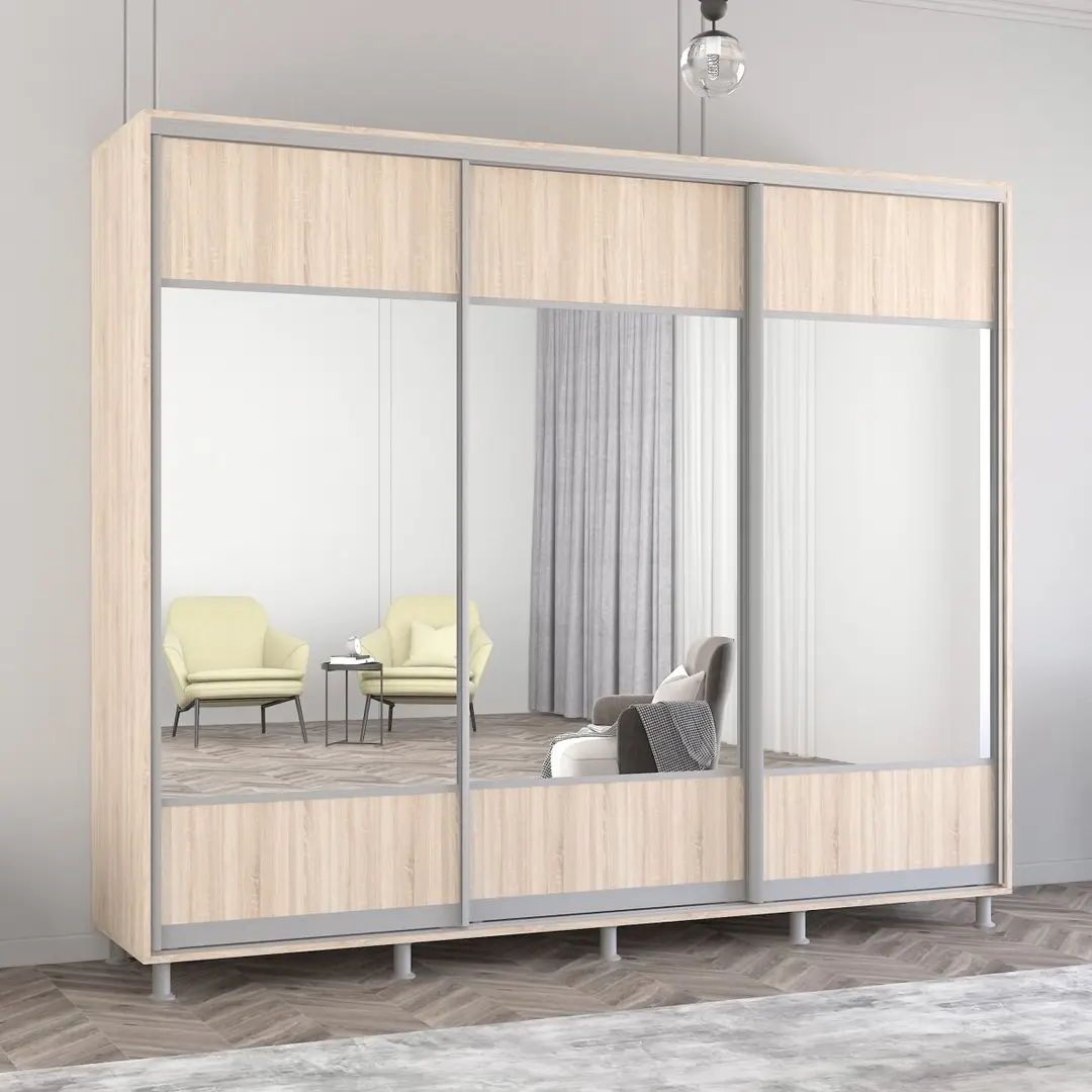 Dulap-cupe Mobildor Aron cu oglinda K1 260x220x60 (Sonoma Oak)