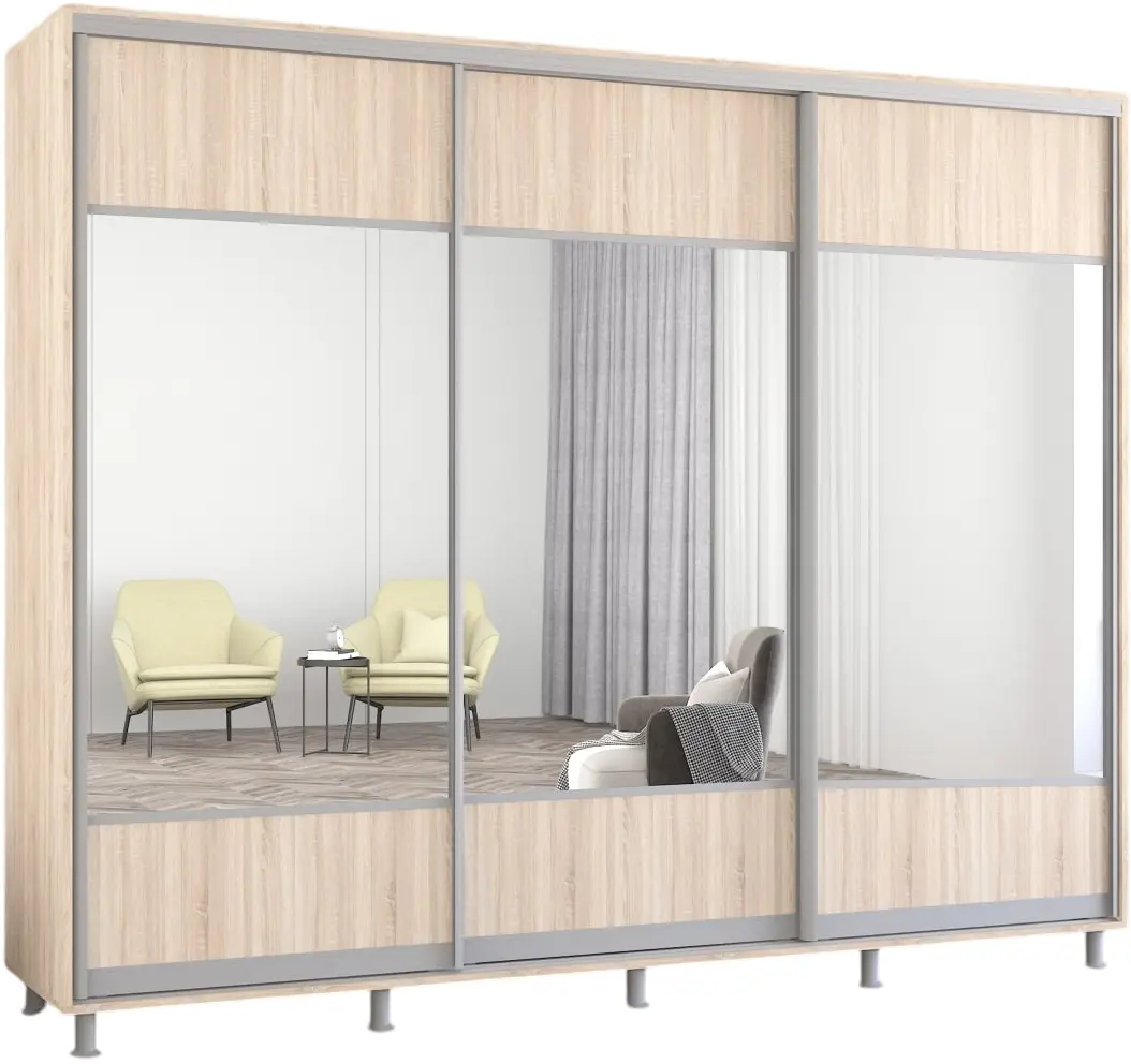 Dulap-cupe Mobildor Aron cu oglinda K1 270x210x60 (Sonoma Oak) - 2