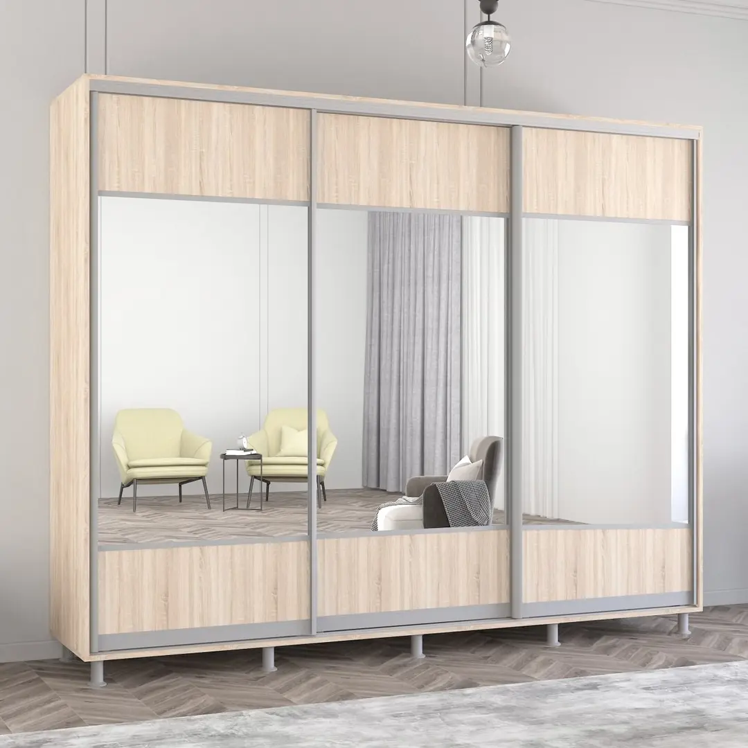 Dulap-cupe Mobildor Aron cu oglinda K1 270x220x60 (Sonoma Oak)