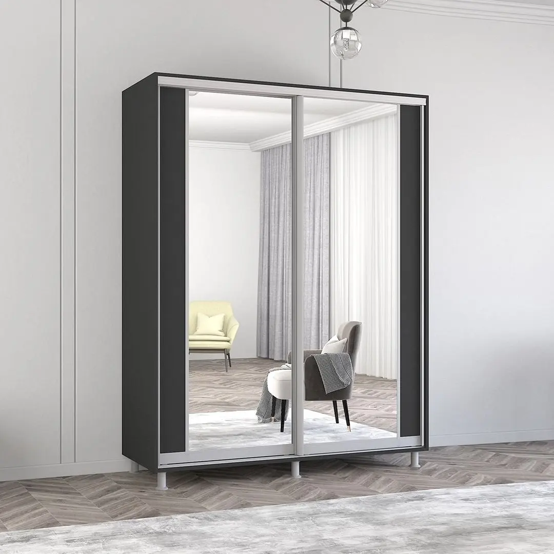 Dulap-cupe Mobildor Aron cu oglinda K2 180x220x60 (Anthracite)