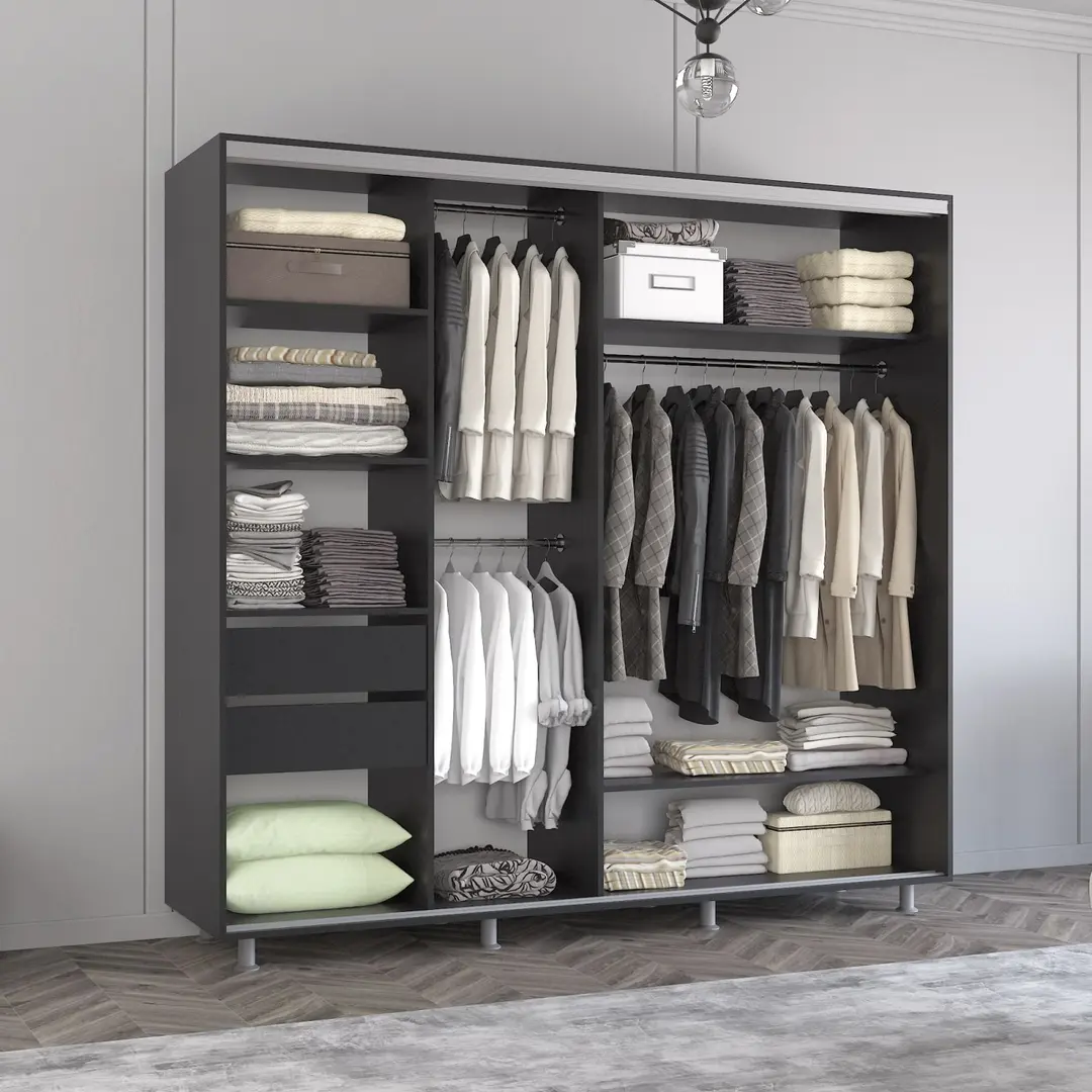 Dulap-cupe Mobildor Aron cu oglinda K2 210x220x60 (Anthracite) - 3