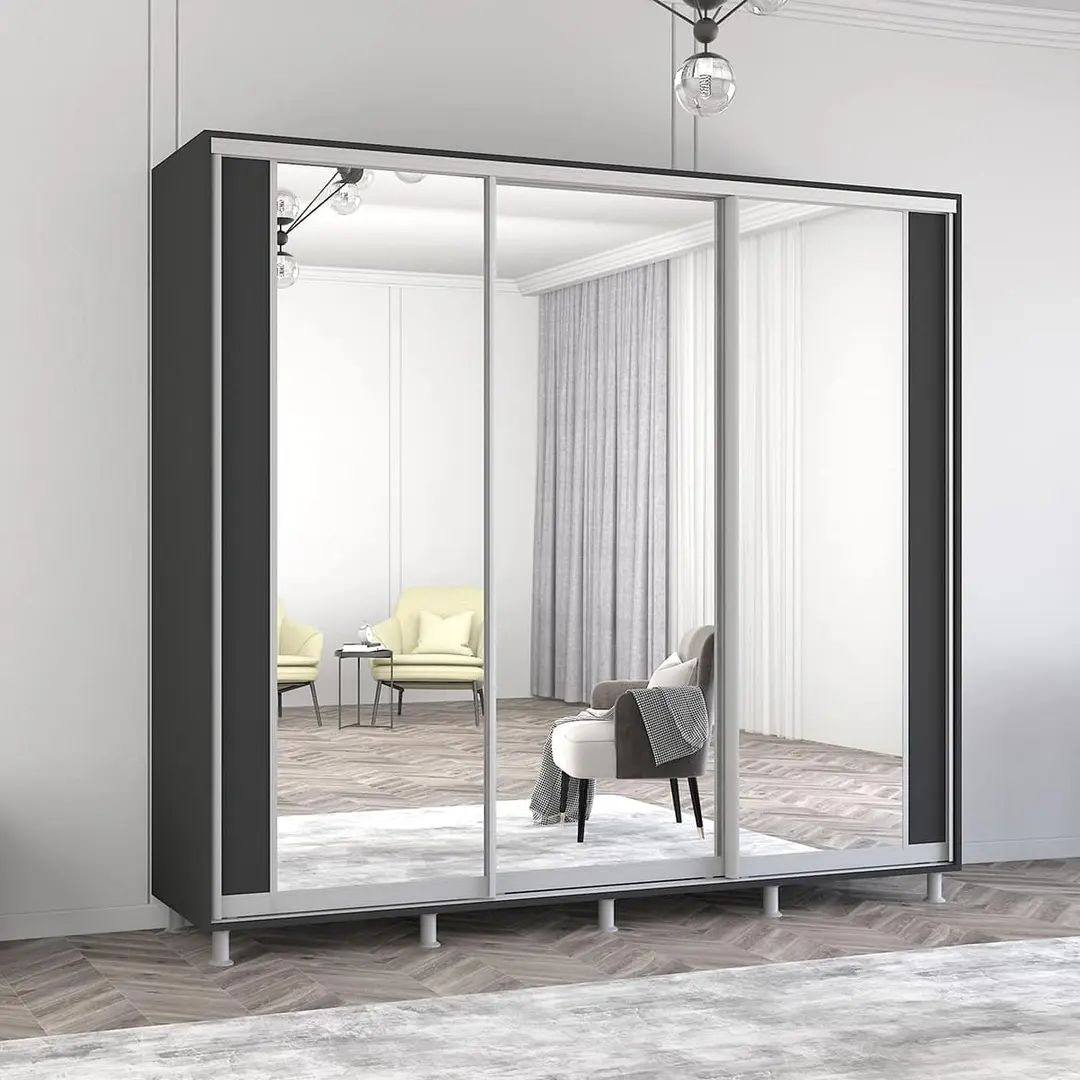 Dulap-cupe Mobildor Aron cu oglinda K2 240x230x60 (Anthracite)