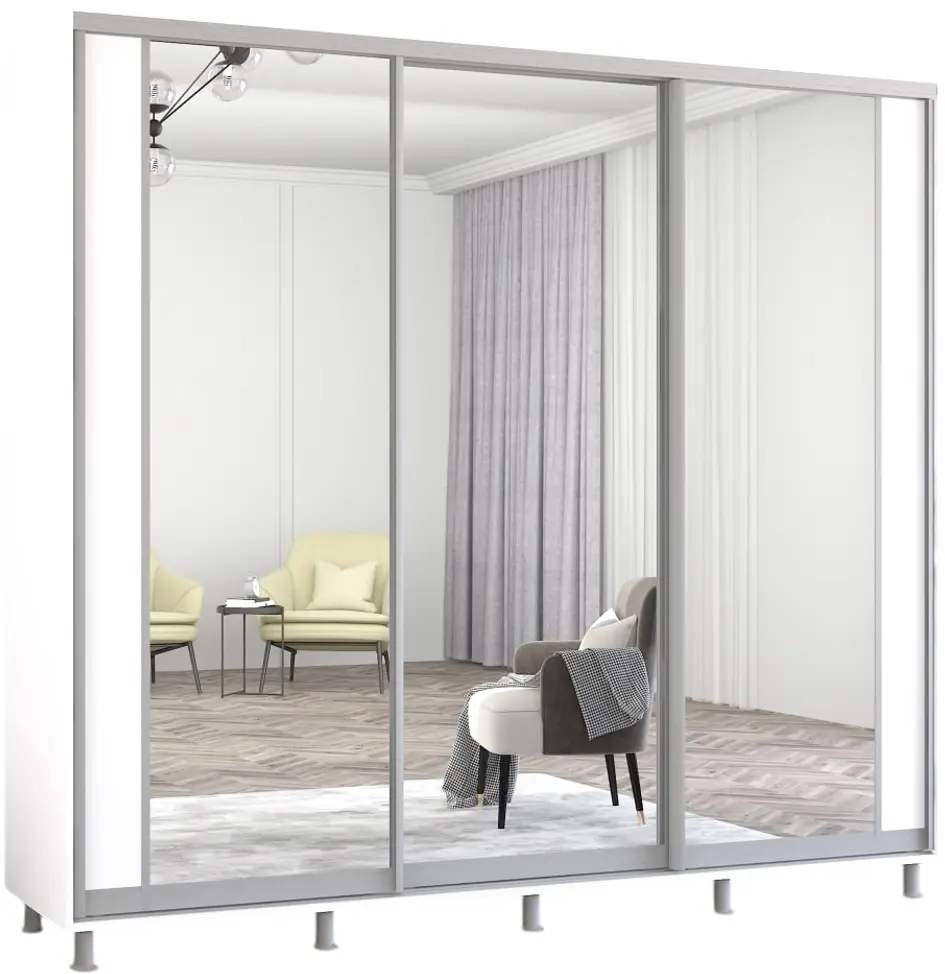 Dulap-cupe Mobildor Aron cu oglinda K2 250x230x60 (White) - 2