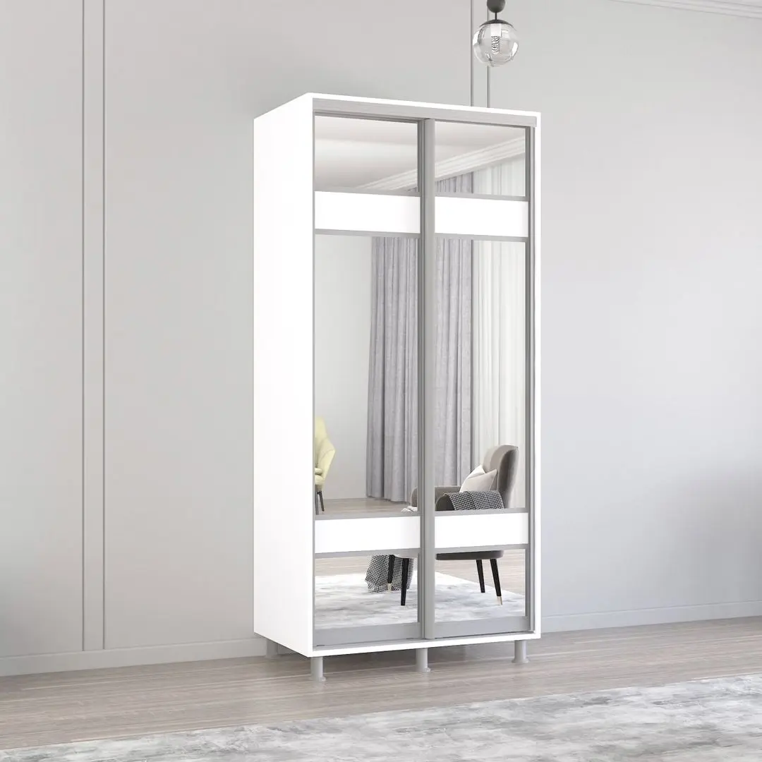 Dulap-cupe Mobildor Aron cu oglinda K3 Zebra 100x230x60 (White)