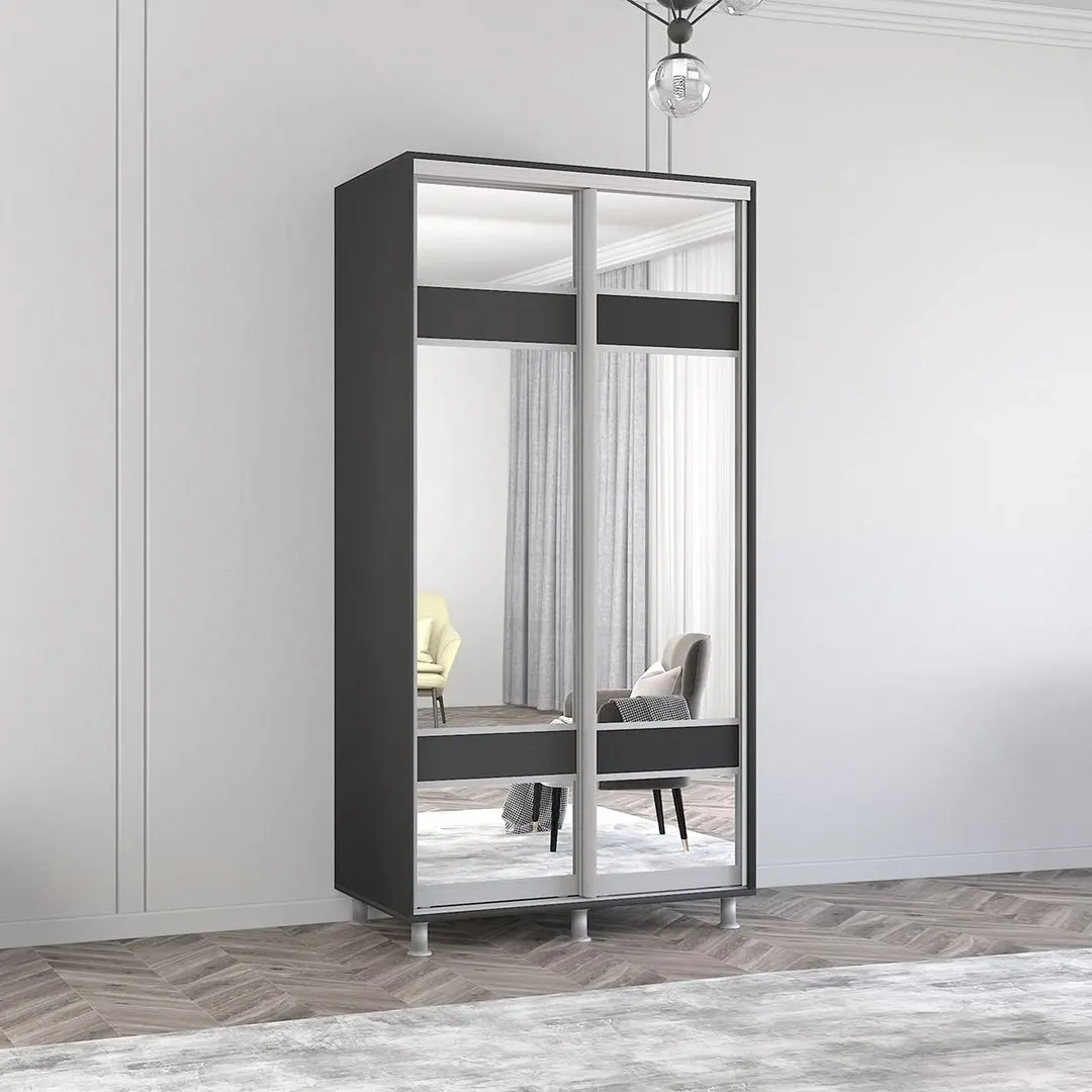 Dulap-cupe Mobildor Aron cu oglinda K3 Zebra 100x240x60 (Anthracite)