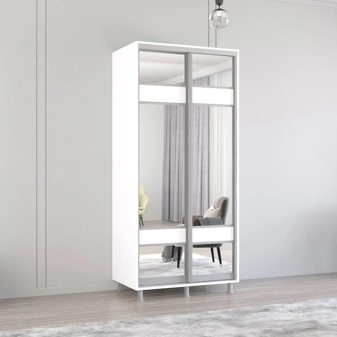 Dulap-cupe Mobildor Aron cu oglinda K3 Zebra 100x240x60 (White)