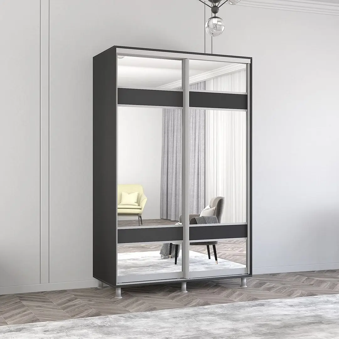 Dulap-cupe Mobildor Aron cu oglinda K3 Zebra 130x210x60 (Anthracite)